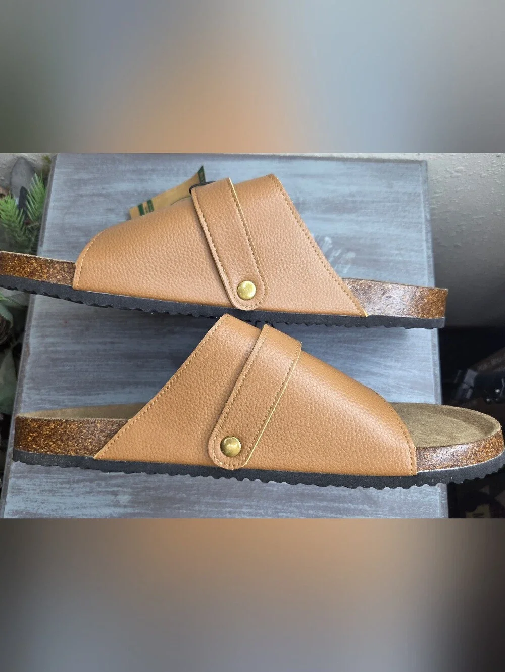 Woodstock Brown Leather Slide Sandals - Adjustable Comfort Mens Size 12 NWT